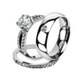 thumbnail image 1 of His & Her 3 Pc Stainless Steel 1.25 Ct Cz Bridal Set & Men Zirconia Wedding Band Women's Women's Size 08 Men's Size 12, 1 of 4