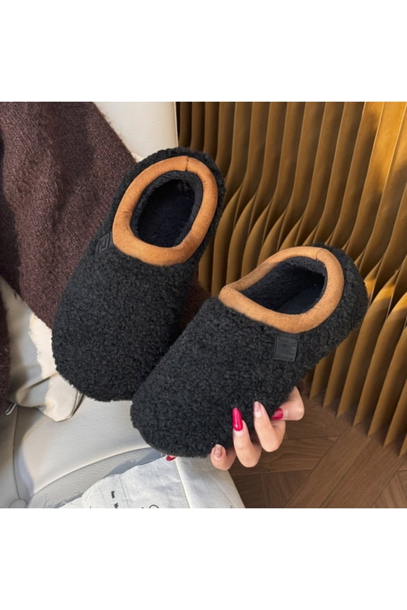 His & Her Bootie Slippers, Cozy Quarter-Length Design with Memory Foam, Anti-Slip Rubber Bottom, Perfect Matching Winter Gift Set Black 44
