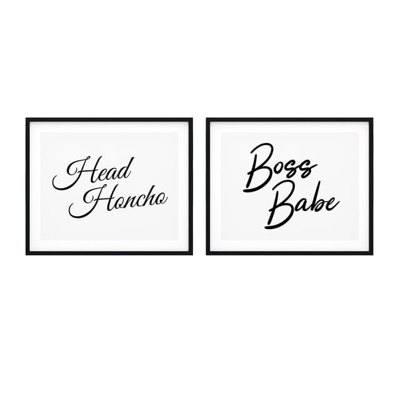 His & Her Boss 8 x 10" Wall Art UNFRAMED Print (2 Pack)