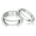 thumbnail image 1 of His & Her Engraved Let's Grow Old Together Young at Heart Classic Sterling Silver Plain Wedding Band Ring, 1 of 3