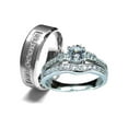 thumbnail image 1 of His Her Wedding Ring Set Sterling Silver Diamond Cut Cz Wedding Ring, 1 of 4