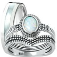 thumbnail image 1 of LaRaso & Co His Her Wedding Ring Set Silver Opal CZ Engagement TRIO Set Him Her 6/10, 1 of 7