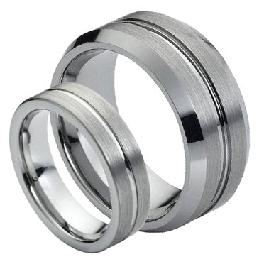 Women's 6mm Tungsten Carbide Wedding Band – White Grooved Brushed Finish Ring, Hypoallergenic & Scratch-Resistant
