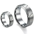 thumbnail image 1 of His & Her's 8MM/6MM Brushed Center With Grooved Cut Tungsten Carbide Wedding Band Ring Set, 1 of 4