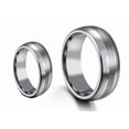 thumbnail image 1 of His & Her's 8MM/6MM Pipe Cut Brushed Finish Tungsten Carbide Wedding Band Ring Set, 1 of 4