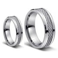 thumbnail image 1 of His & Her's 8MM/6MM Tungsten Carbide Wedding Band Ring Set With Silver Carbon Fiber Inlay, 1 of 4