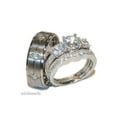 thumbnail image 1 of His & Hers 3 Stone Cz Wedding Engagement Ring Set Sterling Silver & Titanium, 1 of 5