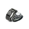 thumbnail image 1 of His Hers 4 Piece Black Stainless Steel & Titanium Matching Wedding Band Ring Set, 1 of 4