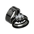 thumbnail image 1 of His Hers 4pc Black Ion Plated Stainless Steel Wedding Engagement Ring Band Set Women's Size 05 Men's 06mm Size 06, 1 of 6