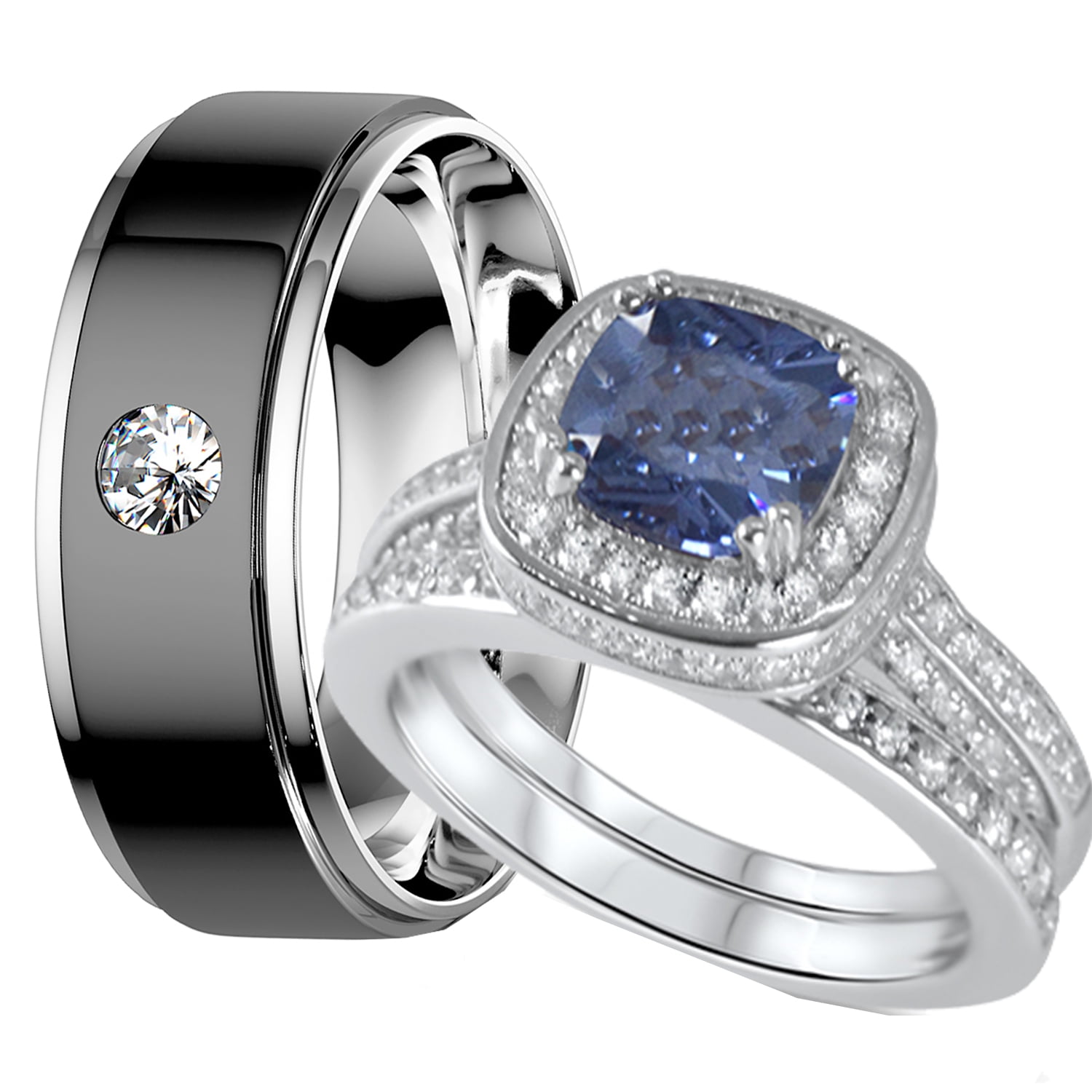 WEDDING / ENGAGEMENT RINGS SET for her & him