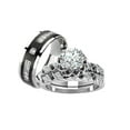 thumbnail image 1 of His Hers Cz Wedding Ring Set Sterling Silver & Titanium Wedding Rings, 1 of 4