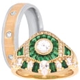 thumbnail image 1 of LaRaso & Co His Hers Gold Wedding Rings Set TRIO 3 Piece Couples Engagement Wedding Set Him Her 7/13, 1 of 8