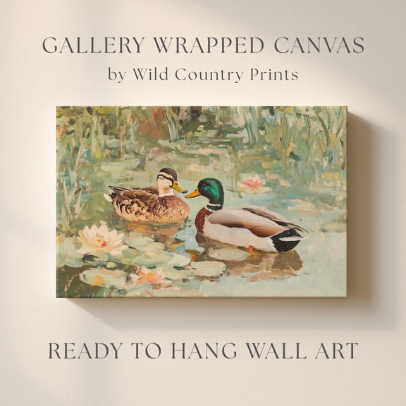 His Hers Mallard Duck Painting Love Bird Couple Newly Wed Poster