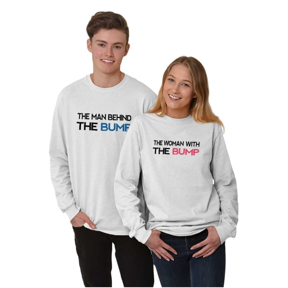 His Hers Matching Baby Announcement Men's Long Sleeve Tee T Shirt Brisco Brands S