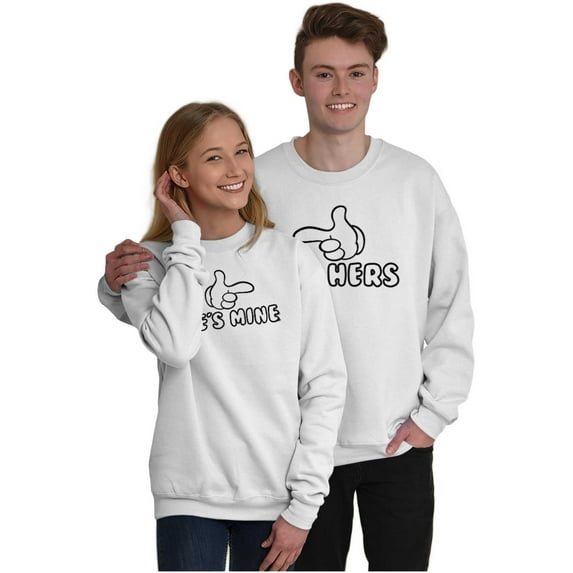 His Hers Matching Couples Cartoon Men's Big & Tall Crewneck Sweatshirt Brisco Brands 2X