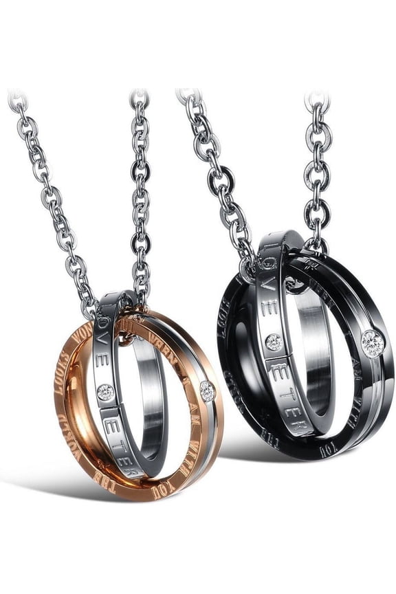 His Hers Matching Set Necklace for Couples  Titanium Stainless Steel Promise Love Pendant Necklaces, Jewelry Gifts for Girlfriend Boyfriend