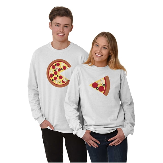 His Hers Matching Set Pizza Lovers Long Sleeve TShirt Men Women Brisco Brands X