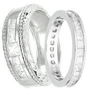 His Hers Matching Sterling Silver Wedding Rings Set Matching Couples Bands Him Her 6/10