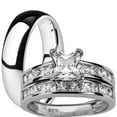 thumbnail image 1 of His Hers Matching Wedding Ring Sets Sterling Silver Titanium Bands for Him Her (11/6), 1 of 6