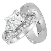 His Hers Silver Matching Wedding Bands Ring Sets for Him Her Walmart (7/7)
