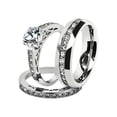 thumbnail image 1 of His & Hers Stainless Steel 1.39 Ct Cz Bridal Set & Men's Eternity Wedding Band Women's Women's Size 09 Men's 08mm Size 12, 1 of 3