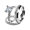 thumbnail image 1 of His & Hers Stainless Steel 2.25 Ct Cz Bridal Set & Men's Eternity Wedding Band Women's Women's Size 08 Men's 06mm Size 11, 1 of 3
