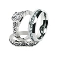 thumbnail image 1 of His & Hers Stainless Steel 2.35 Ct Cz Bridal Set & Men's Eternity Wedding Band Women's Women's Size 05 Men's 06mm Size 10, 1 of 3