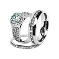 thumbnail image 1 of His & Hers Stainless Steel 2.45 Ct Cz Bridal Set & Men's Eternity Wedding Band Women's Women's Size 06 Men's 06mm Size 07, 1 of 4