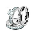 thumbnail image 1 of His & Hers Stainless Steel 3.75 Ct Cz Bridal Set & Men's Eternity Wedding Band Women's Women's Size 10 Men's 06mm Size 05, 1 of 4