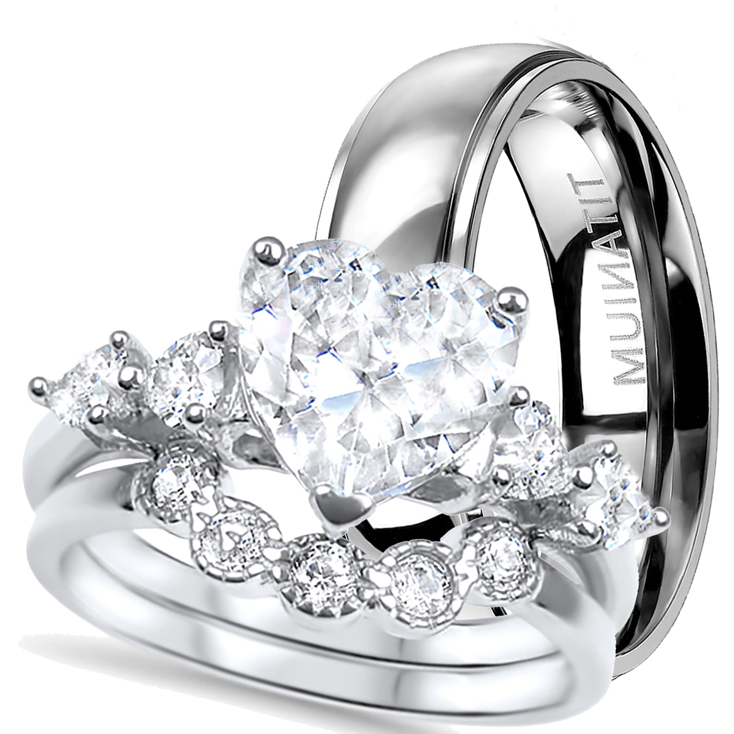 2.5ct heart shape simulated diamond ring wedding bridal set 14k rose gold  plated | eBay