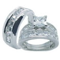 thumbnail image 1 of His Hers Sterling Silver Princess Cut Cz Wedding Ring Set, 1 of 5