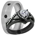 thumbnail image 1 of LaRaso & Co His Her Gothic Unique Black Wedding Ring Set Women Men Bride Groom 6/13, 1 of 6