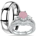thumbnail image 1 of His Hers Wedding Ring Band Set Engagement Bridal CZ Him (Titanium) Her (Silver) (8/12), 1 of 7