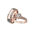 thumbnail image 1 of His Hers Wedding Ring Set 3 Piece Rose Gold Halo Cz Wedding Ring Set, 1 of 4