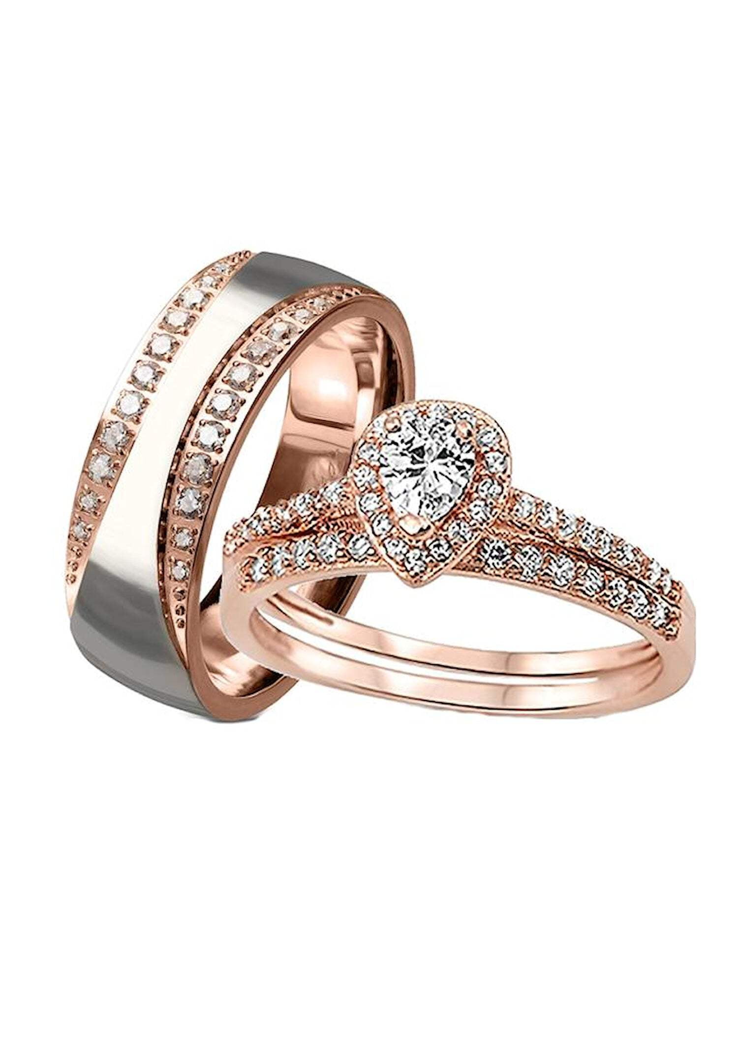 Rose Gold CZ Wedding Ring Set His Her Piece Liberia Ubuy