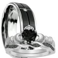 thumbnail image 1 of LaRaso & Co His Her Black Wedding Rings Men Women Bride Groom Size 5 10, 1 of 6