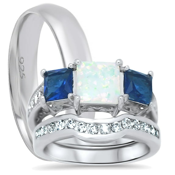 LaRaso & Co His Hers Wedding Ring Set Matching Silver Wedding Bands Him Her Men Women Sizes 7/14