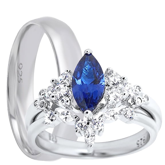 LaRaso & Co His Hers Wedding Ring Set TRIO Sterling Silver Couples Rings Bride Groom 10/10