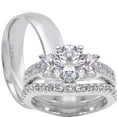 thumbnail image 1 of LaRaso & Bo His Her Vintage CZ Wedding Set Trio Couples Silver Engagement Rings 11/9, 1 of 7