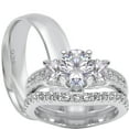 thumbnail image 1 of LaRaso & Bo His Her Vintage CZ Wedding Set Trio Couples Silver Engagement Rings 12/9, 1 of 7