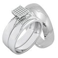 thumbnail image 1 of LaRaso & Co Micro Pave His Hers Wedding Ring Set TRIO Matching Sterling Silver Rings for Him Her Sizes 9/8, 1 of 6