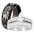 thumbnail image 1 of His Hers Wedding Rings Set Cheap Matching Wedding Bands for Him Size 8 and Her Size 7, 1 of 7