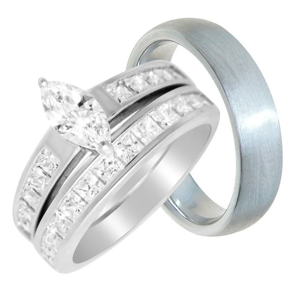 His Hers Wedding Rings Set Cheap Wedding Bands for Him Her 7/13