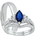 thumbnail image 1 of LaRaso & Co His Hers Wedding Rings Set Sterling Silver Blue Engagement Couples TRIO Rings 6/13, 1 of 6