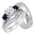 thumbnail image 1 of His Hers Wedding Rings Set Sterling Silver Wedding Bands for Him Her 9/6, 1 of 8