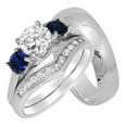thumbnail image 1 of His Hers Wedding Rings Set Sterling Silver Wedding Bands for Him Her 9/15, 1 of 8