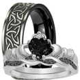 thumbnail image 1 of LaRaso & Co Black His Her Wedding Rings Celtic Claddagh Bridal Couples Engagement Rings Sizes 5 10, 1 of 6
