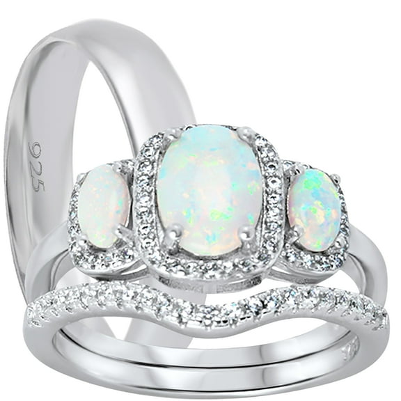 LaRaso & Co His Hers Wedding Set TRIO 3 Piece Matching Couples Rings Bridal Engagement Bands Set Him Her 10/13