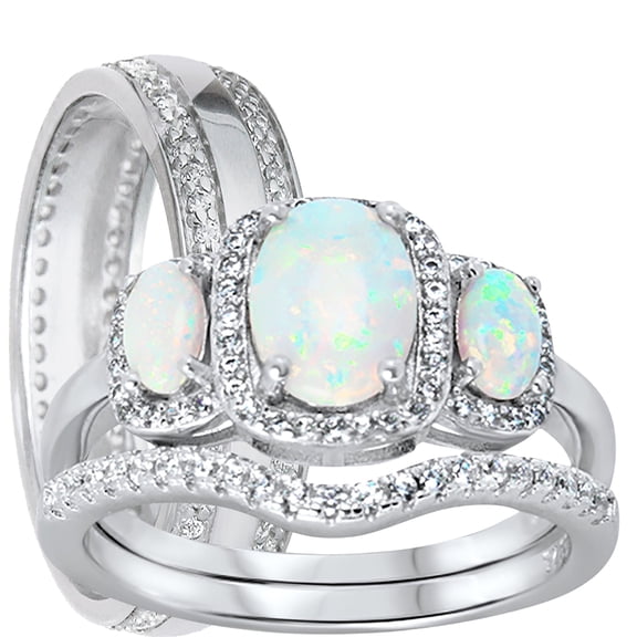 LaRaso & Co His Hers Wedding Set TRIO 3 Piece Matching Couples Rings Bridal Engagement Bands Set Him Her 7/8