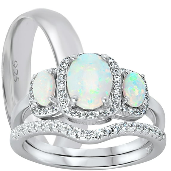 LaRaso & Co His Hers Wedding Set TRIO 3 Piece Matching Couples Rings Bridal Engagement Bands Set Him Her 9/13